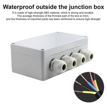 1 бр Водоустойчив разпределителните скоростна IP66, бяла, 2 входа и 4 изхода, водоустойчив електрическа кутия за кабели с диаметър 4-8 мм