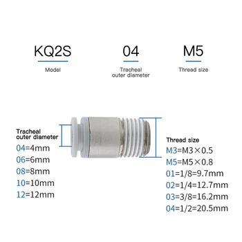 1 бр. пневматични компоненти на СОС тип mini air pipe съвместния KJS4/04 KJS3/03 KJS6/06 KQ2S08 -M3/M5/M6/01