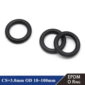 10/50шт запечатване на пръстени EPDM CS 3 mm OD 10 ~ 100 mm Устойчивост на киселини и алкални съпротива, водоустойчивост, устойчивост на триенето, о-пръстен черен цвят