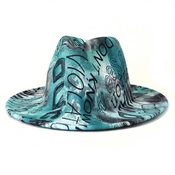2021 нов цветен буквално графити дълбока фетровая шапка, мъжки джаз шапка църковна шапка дамски фетровая шапка шляпаженская