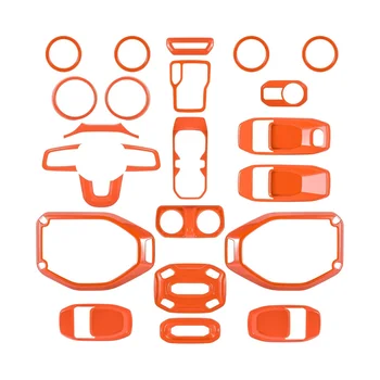 23ШТ Пълен набор от вътрешни облицовки за Jeep Wrangler JL Gladiator JT 2018-2023 Аксесоари (оранжев)