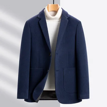 33,7% Вълнена мъжко палто нормална дължина, вълнен блейзър за мъжки зимни якета
