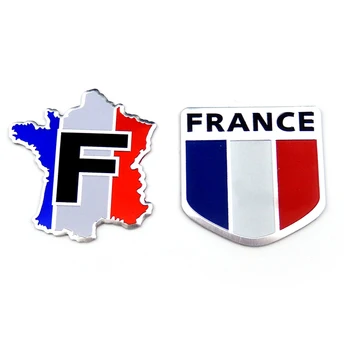 3D метална емблема на автомобила Франция на Френски С устройство на флага, Стикер върху иконата на колата стикер-стикер на едро Безплатна доставка