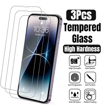 3шт Закалено Стъкло за iPhone 15 14 13 12 11 Pro Max Защитно Фолио за екран за iPhone 12Mini 13Mini 7 8 14 Plus SE X XR XS Glass