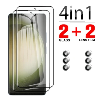 4в1 За Samsung Galaxy S23 Ультраобъективное Защитно стъкло Sansung S20 plus S10 S10E S 23 4G Напълно лепило агент извити защитно фолио за екрана