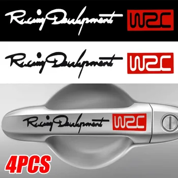 4шт Етикети на китката на автомобилни дръжки на WRC в лента за рали-състезания на Винилови етикети JDM За Настройка на врати на коли, декор Авто Екстериорни аксесоари