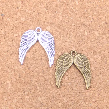 96 бр. Висулки крила на Ангел 21x19 мм Антикварни окачване, древни тибетски сребърни накити, 
