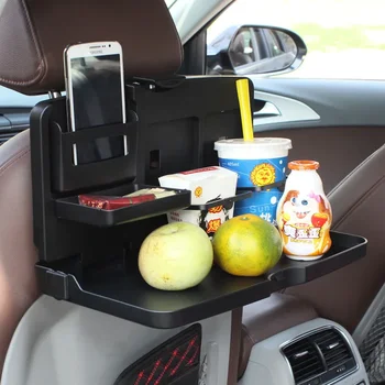 ALLGT Сгъваема масичка на задната седалка на колата За подреждане и прибиране на Напитки, храна, поставки за чаши, организатор за багаж, багажник за аксесоари