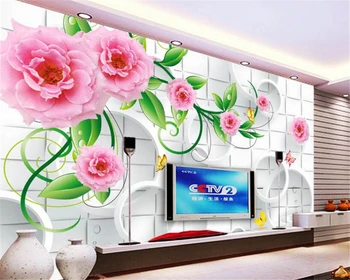 beibehang Custom papel de parede модни красиви тапети атмосферни роза пеперуда 3D фон за телевизор, стенни 3D тапети behang