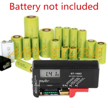 BT168D Преносим универсален аналогов цифров ЖКдисплей Тестер за зареждане на батерията Волтметър за проверка на напрежението на батерията AA AAA 9V Бутон тестер за зареждане на батерията