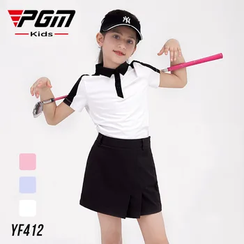 PGM Golf Kid Clothing Лятна Риза за голф, За момичета, Риза за голф С къс ръкав, Удобни и дишащи Потници, Облекло за голф S-XL YF412