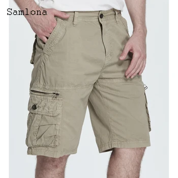 Samlona Плюс Размера на Мъжки къси Панталони-Карго копчета, Къси Панталони с джобове, Нови Летни Ежедневни Улични Обувки, Мъжки дрехи 2023