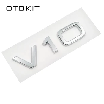V10 Хром Лого за Audi TT RS7 SQ5 A8L Емблема С Писмото Номер Лъскаво Черен Автомобилен Стайлинг Странично Крило на Багажника Икона Стикер С Логото на