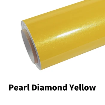 ZHUAIYA Diamond Pearl & Glitter Жълт Винил амбалажна фолио, амбалажна филм ярка 152 *18 м Гаранция за качество, покриващ филм voiture де