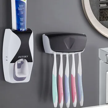Автоматично Опаковка на паста за зъби, Монтиране на стена, Прахоустойчив, Държач За четка за зъби, Комплект Аксесоари За баня, Сокоизстисквачка, Програма, 2 елемента