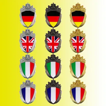 Автомобилна метален стикер за полагане на щит Италия/Германия/Англия/Франция Стикер с емблемата на Националния флаг за Audi, Ford, VW, BMW, Peugeot Lexus