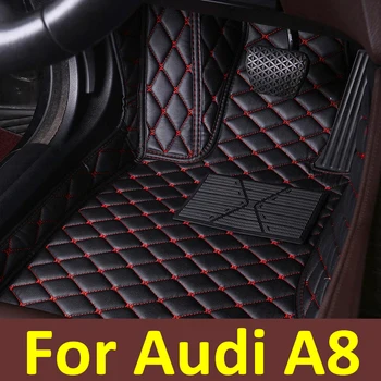 Автомобилни Стелки За Audi A8 D3 4E 2006 ~ 2010 Килим, Луксозна Кожена Подложка Здрава Подложка на Вътрешната Част на Анти-Кал Мат Аксесоари за Автомобили