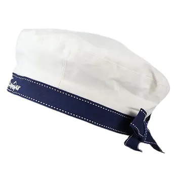Бели матросские шапки, регулируем сверхмягкая бяла шапка с бродерия за жени и момичета