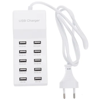Бързо 10A 10-портов преносима USB-зарядно устройство за десктоп зареждане на Plug EU