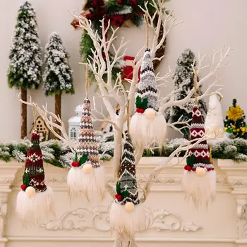 Весела Коледна украса, Подвесное Украса за Коледното кукли-Елф, Странен Декор за Коледен Елф, Светещи Безлични Кукли