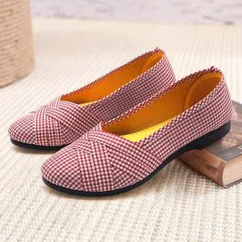 Дамски модни удобна тъканно обувки на равна подметка, женски сладки пролет-лято лоферы без закопчалка, дамски готина градинска обувки