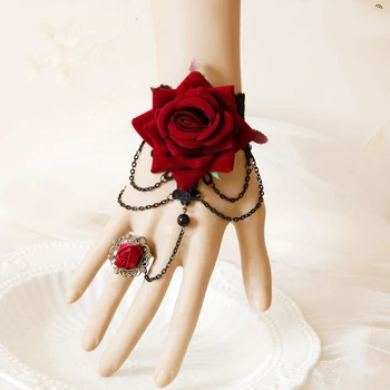 Дантелен маншет-маншета с черна роза За момичета На вси, Коледна украса, Подаръци и Аксесоари