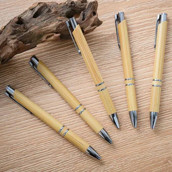 Двухстрочная бамбук дръжка за печат, бизнес подаръци, рекламни дръжка за насърчаване, може да отпечатате лого, бамбук химикалка химикалка