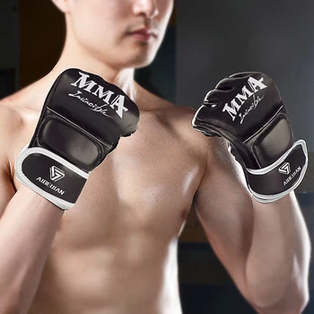 Дебели боксови ръкавици Ръкавици за таекуондо Тина с полупальцами, ръкавици за възрастни с чували с пясък, професионално оборудване за тренировки