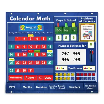 Джобен календар за учениците в класната стая, модул за обучение по математика, джобен календар, пъстър календар С карти с фигури, карти с други думи, преносим