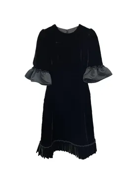 Дизайн на коприната бархатного рокли с отстъпка, ежедневна мода 2024, лятна новост 1018