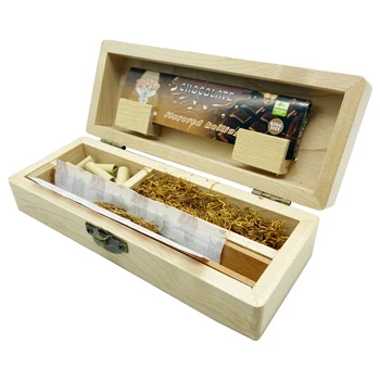 Дървена кутия за съхранение на тютюн, калъф за усукване на цигари, Дървена кутия за съхранение на тютюн и билки, Калъф за пушене на тръби, Аксесоари