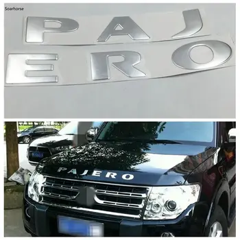 Емблема Soarhorse сребрист цвят на предната част на капака, значки, стикери с лого на марката за Pajero Montero V73 V75 V77 V93 V97