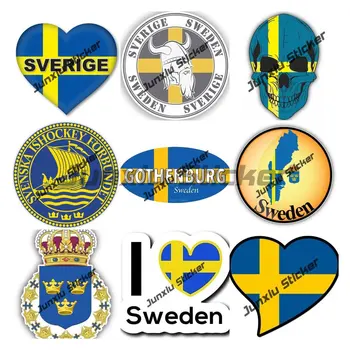 Етикети с Шведски Щит Sverige Sweden Viking Swe Етикети Nordic Швеция Stockholm City Shield Етикети Креативна Стикер на предния Капак на Автомобила