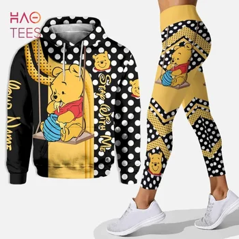 Женски костюм с Качулка и Гамаши Disney Winnie the Pooh 3D, Панталони За Йога Winnie, Спортни Панталони, Модерен Спортен костюм
