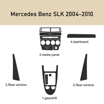 За Mercedes Benz SLK 2004-2010 Вътрешна Централна контролен панел Врата копчето Стикер от въглеродни влакна, Стикери, Аксесоари за стайлинг на автомобили