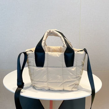 Зимна стеганая чанта с подплата от памук, дамски чанти, мека топла naka чанта, чанти през рамо за жени 2022 г.