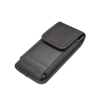 Калъф за носене на колан за Blu C5L Max (2021), калъф с дизайн на притежателя за карти от кожа и найлон, странично оттичане - черен