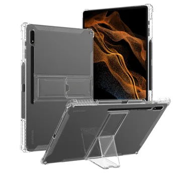 Калъф-Стойка за Samsung Galaxy Tab S7 S8 Ultra Plus S6 Lite A7 A8 2022 Калъф С един Слот За Писалка Прозрачен Мек Притежателя на Таблета На въздушна възглавница във формата На Миди