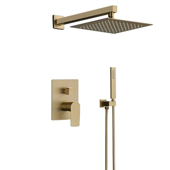 Комплект за душ в банята Матиран Златен Смесител за душ с дъждовна дюза, с монтиран на стената или на Тавана Смесител за душ 8-12 