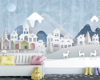 копринено 3D тапети beibehang, изрежете от хартия елен, гора, модерен минималистичен фон за детска стая, тапети за дома