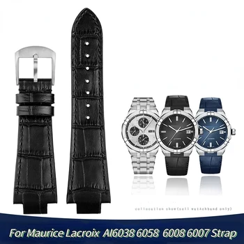 Куполна кожена каишка за часовник Maurice Lacroix серия AIKON мъжки каишка AI6038 6007 с интерфейс от неръждаема стомана аксесоари за каишка за часовник