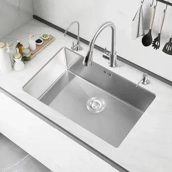 Кухненска мивка от неръждаема стомана 304, многоразмерная, с една чаша, Долна мивка За подобряване на кухненско оборудване С дренаж