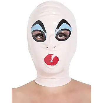 Латексова маска с качулка, cosplay, бяла рокля, гумена маска, празнични латексови маски