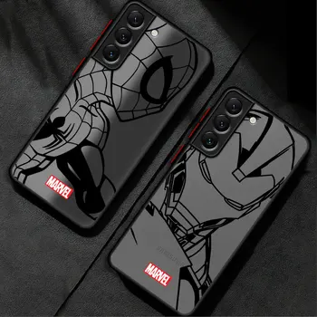 Линеен Калъф За Телефон Marvel Желязо Spider Man Line Samsung Galaxy S22 S23 Ultra S10 5G S9 S21 Plus Note 10 9 S20 FE Luxury Matte Capa