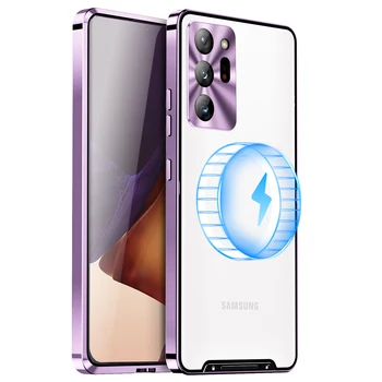 Метална Рамка Магнитен Калъф За Samsung Galaxy Note 20 S22 Ultra S21 FE 5G Case вграден в Обектива на Камерата Стъклена Филм S20 FE Матово покритие