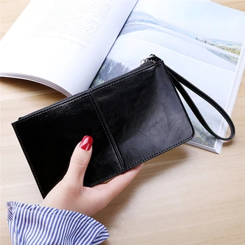 Модерен женски чантата си с изящна дръжка за китката, калъф за телефон, дамски портфейл, притежателите на карти, дълъг джоб за пари, чанта