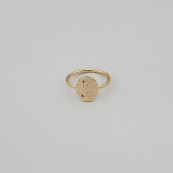 Модерен подарък за рожден Ден Leo Късмет Zodia Ring Овална пръстен с гравиран