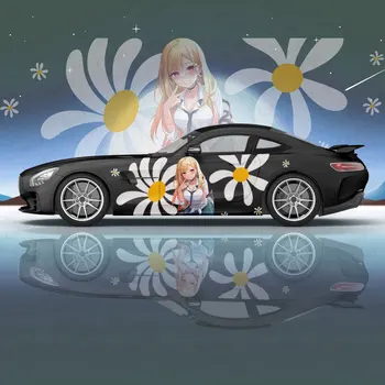 Момиче от аниме Китагава Марин 2 елемента Стикер на колата за универсална големи автомобилни стикери, боядисана Модифицирана за универсални стикери за авточасти, стикер