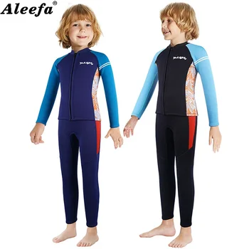 Неопрен-двойка от 2,5 мм неопрен за момчета и момичета, пролетта и зимата бански костюми с дълги ръкави, подводно плуване, бански костюм за студена вода