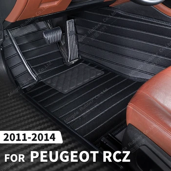 Обичай подложки, изработени от въглеродни влакна за Peugeot RCZ 2011 2012 2013 2014, Carpeted floor, за краката, Аксесоари за интериор на автомобила